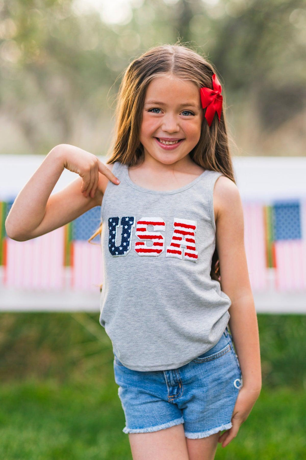Mom & Me - "USA" Chenille Patch Tank Top | Sparkle in Pink