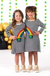 Best Friends Black & White Stripe Pot of Gold Dress | Sparkle in Pink
