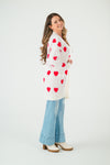 Mom & Me - White & Red Heart Cardigan | Sparkle in Pink