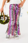 White Sequin Bunny Striped Flare Set | Sparkle in Pink