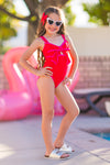 Mom & Me - Red Bow One Piece Swimsuit