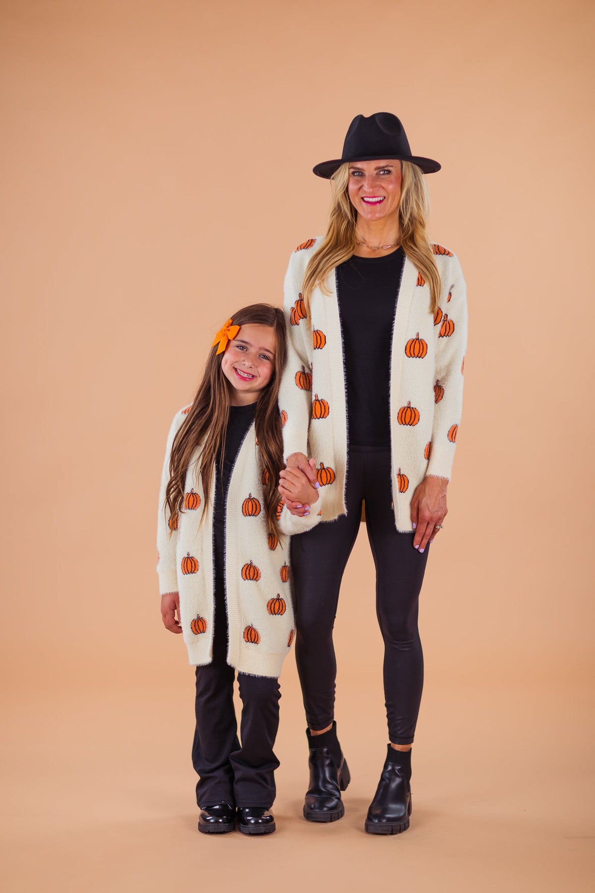 Mom & Me - Cozy Cream Pumpkin Cardigan | Sparkle in Pink