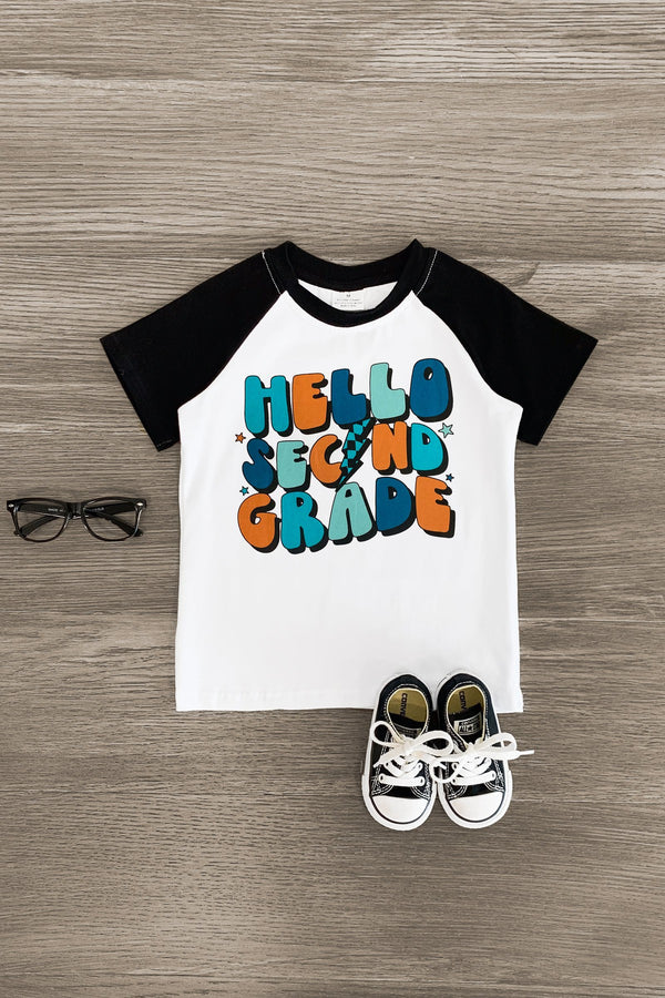 "Hello Preschool - Fifth Grade" Black & White Top - Sparkle in Pink