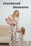 Bamboo Checkered Blossoms Double Sided Blanket | Sparkle in Pink