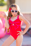 Mom & Me - Red Bow One Piece Swimsuit
