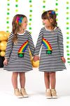 Best Friends Black & White Stripe Pot of Gold Dress | Sparkle in Pink