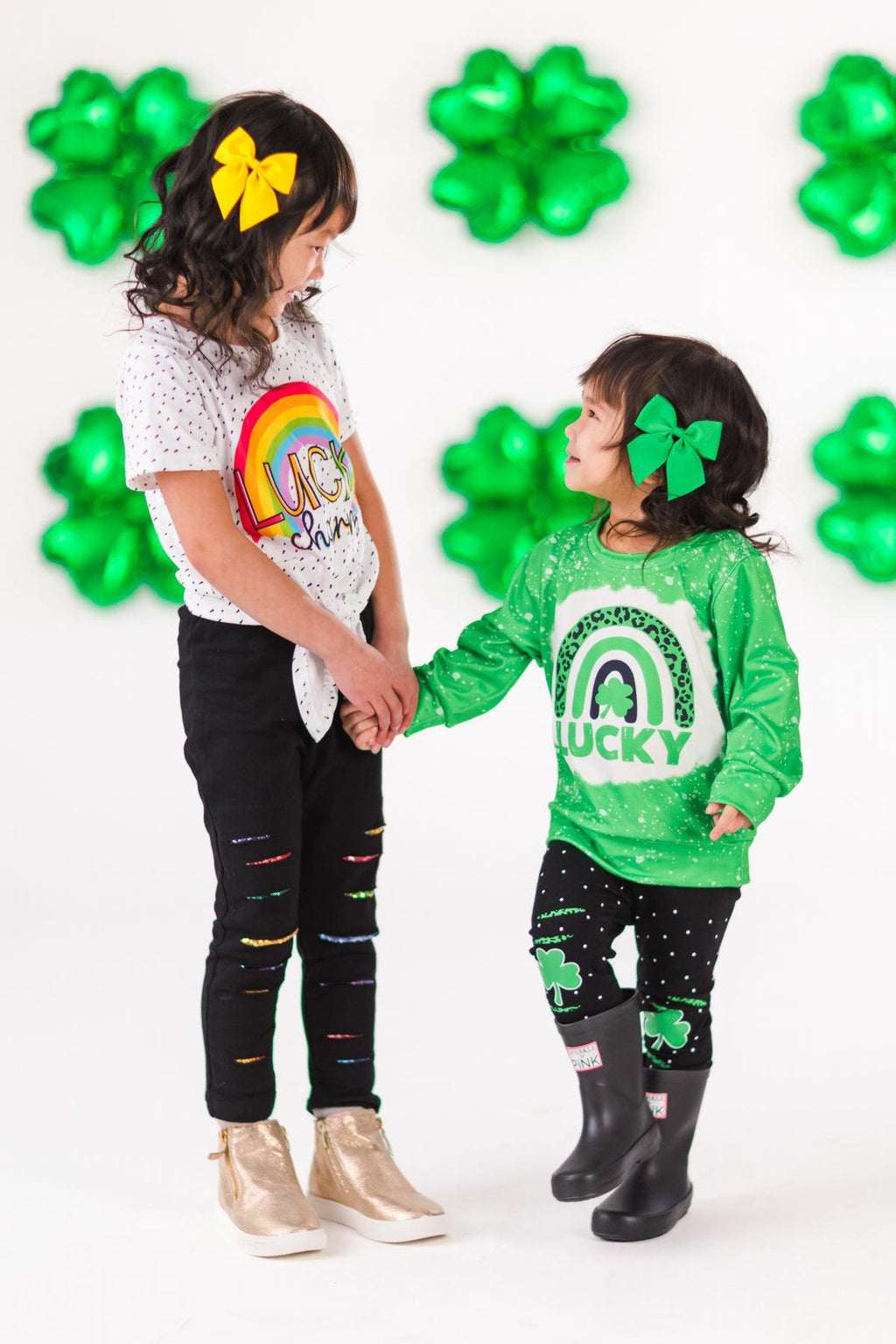 "Lucky Charm" Rainbow Sequin Legging Set | Sparkle in Pink