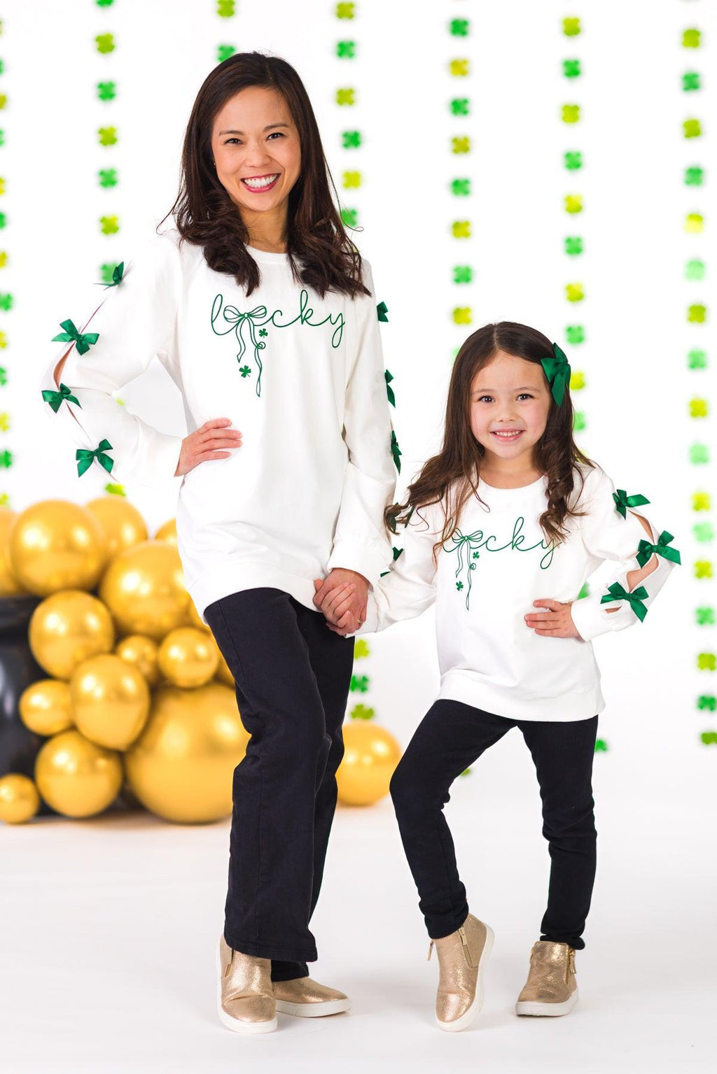 Mom & Me - "Lucky" Bow Top | Sparkle in Pink