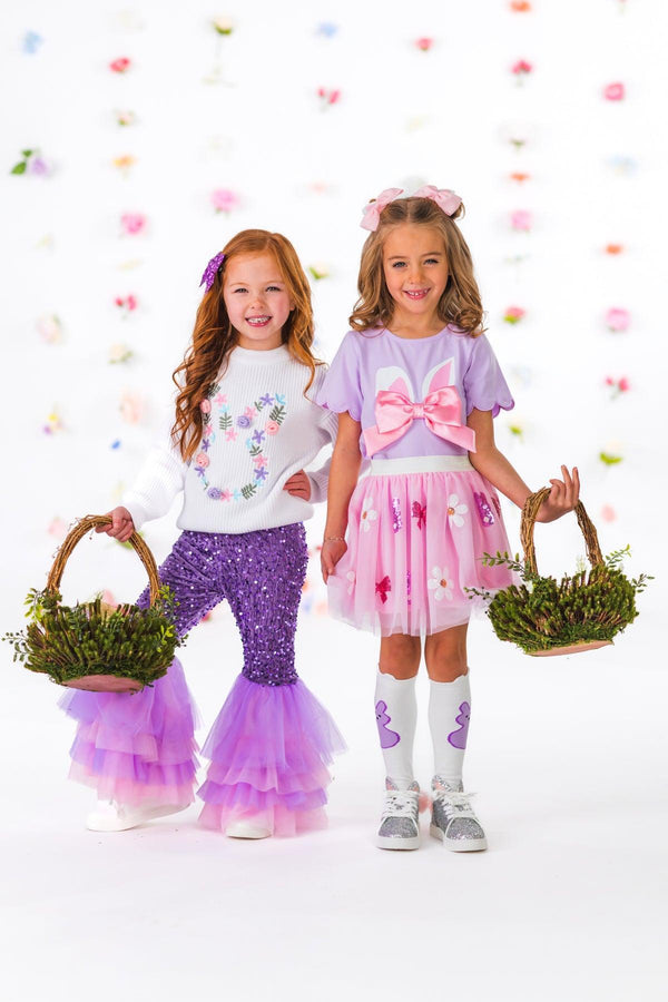 Lavender & Pink Bunny Skirt Set | Sparkle in Pink