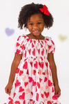 White Heart Ruffle Dress