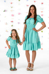 Mom & Me - Turquoise Ruffle Dress | Sparkle in Pink