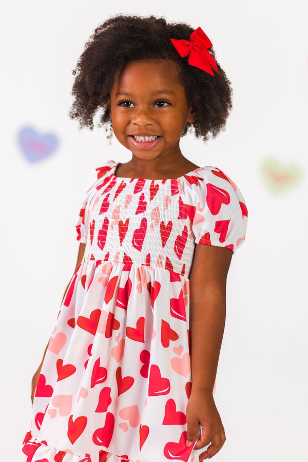 white red heart dress White and Red Heart Print Casual Dress