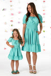 Mom & Me - Turquoise Ruffle Dress | Sparkle in Pink