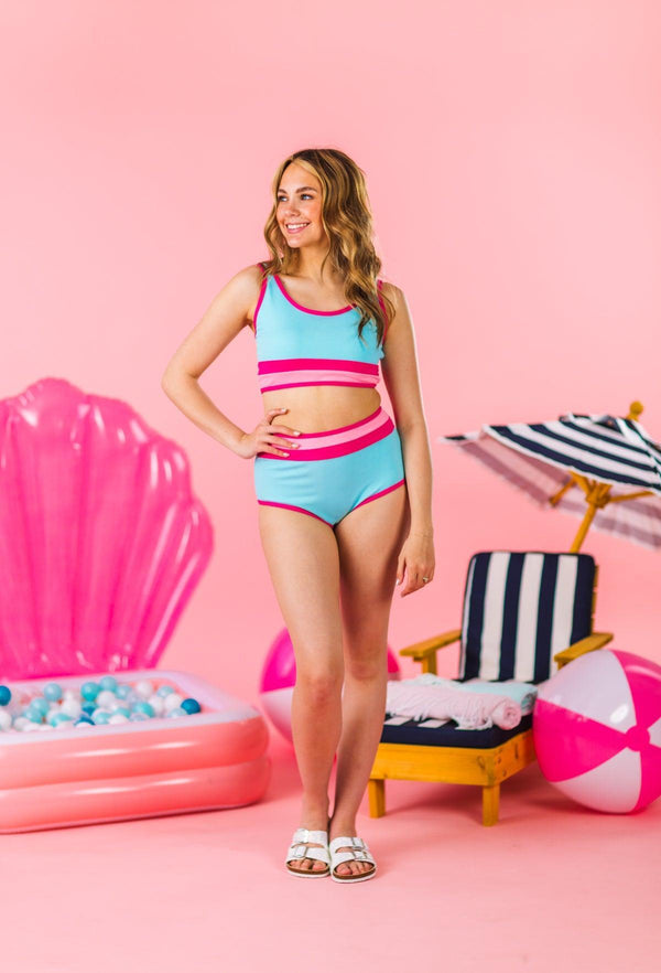 Mom & Me - Blue & Pink Stripe Bikini | Sparkle in Pink