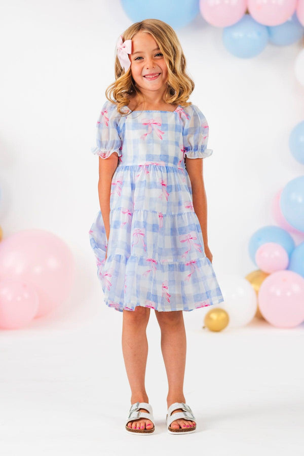 Mom & Me - Blue Gingham Bow Dress | Sparkle in Pink