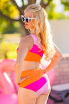 Mom & Me - Pink & Orange Striped Swimsuit