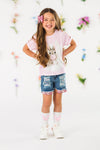 Bubblegum Bunny Distressed Denim Short Set | Sparkle in Pink