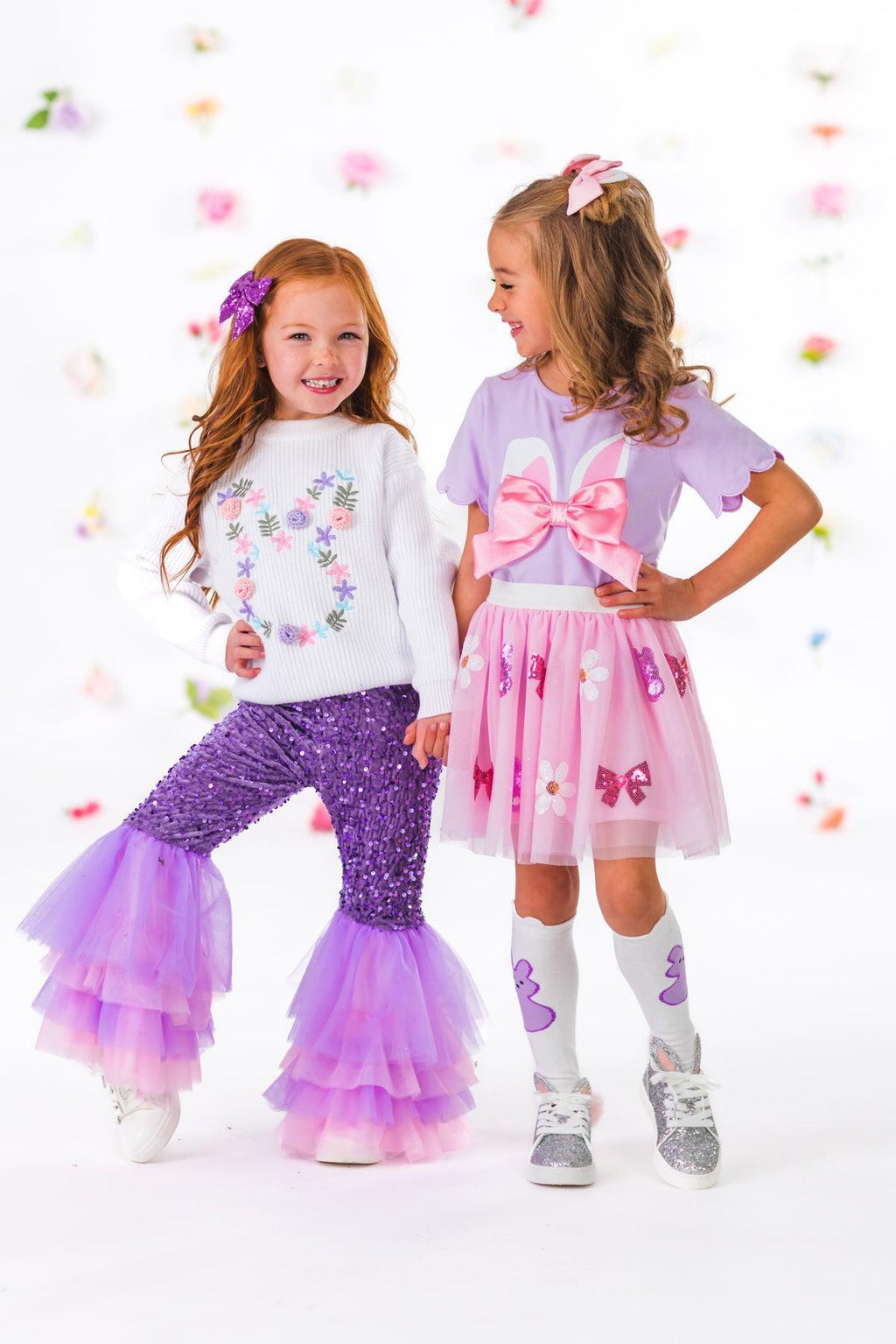 Lavender & Pink Bunny Skirt Set | Sparkle in Pink