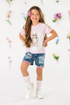 Bubblegum Bunny Distressed Denim Short Set | Sparkle in Pink