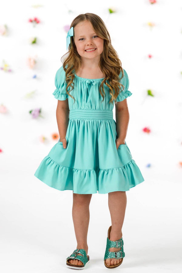 Mom & Me - Turquoise Ruffle Dress | Sparkle in Pink
