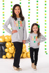 Mom & Me - "Lucky Charm" Gray Chenille Patch Top