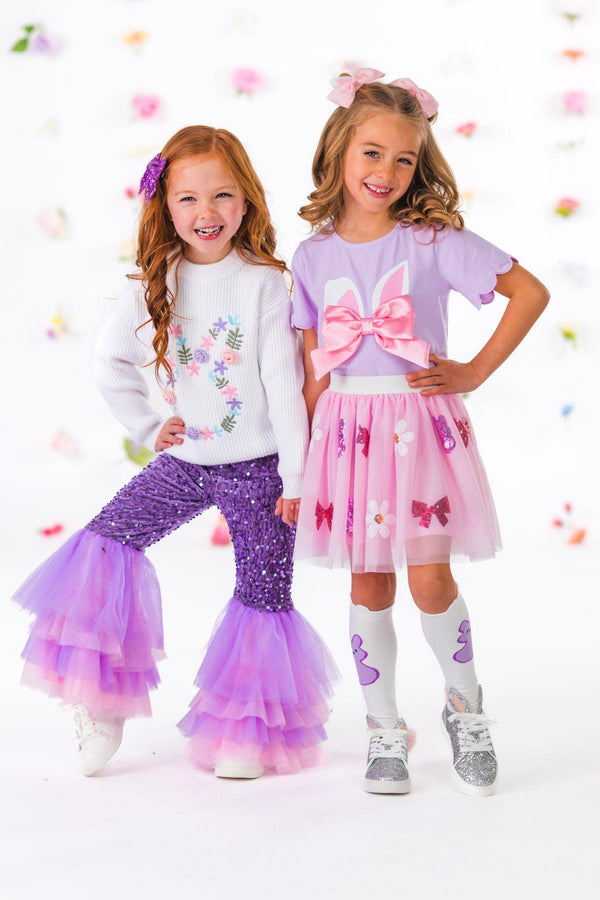 Lavender & Pink Bunny Skirt Set | Sparkle in Pink