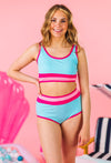 Mom & Me - Blue & Pink Stripe Bikini | Sparkle in Pink
