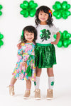 Green Sequin Shamrock Skirt Set | Sparkle in Pink