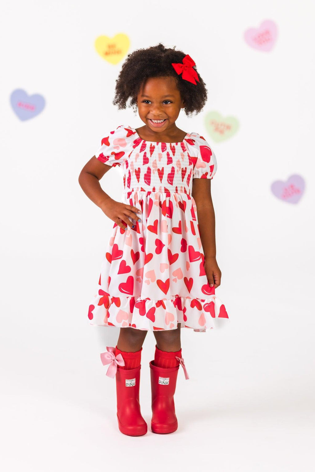 White Heart Ruffle Dress