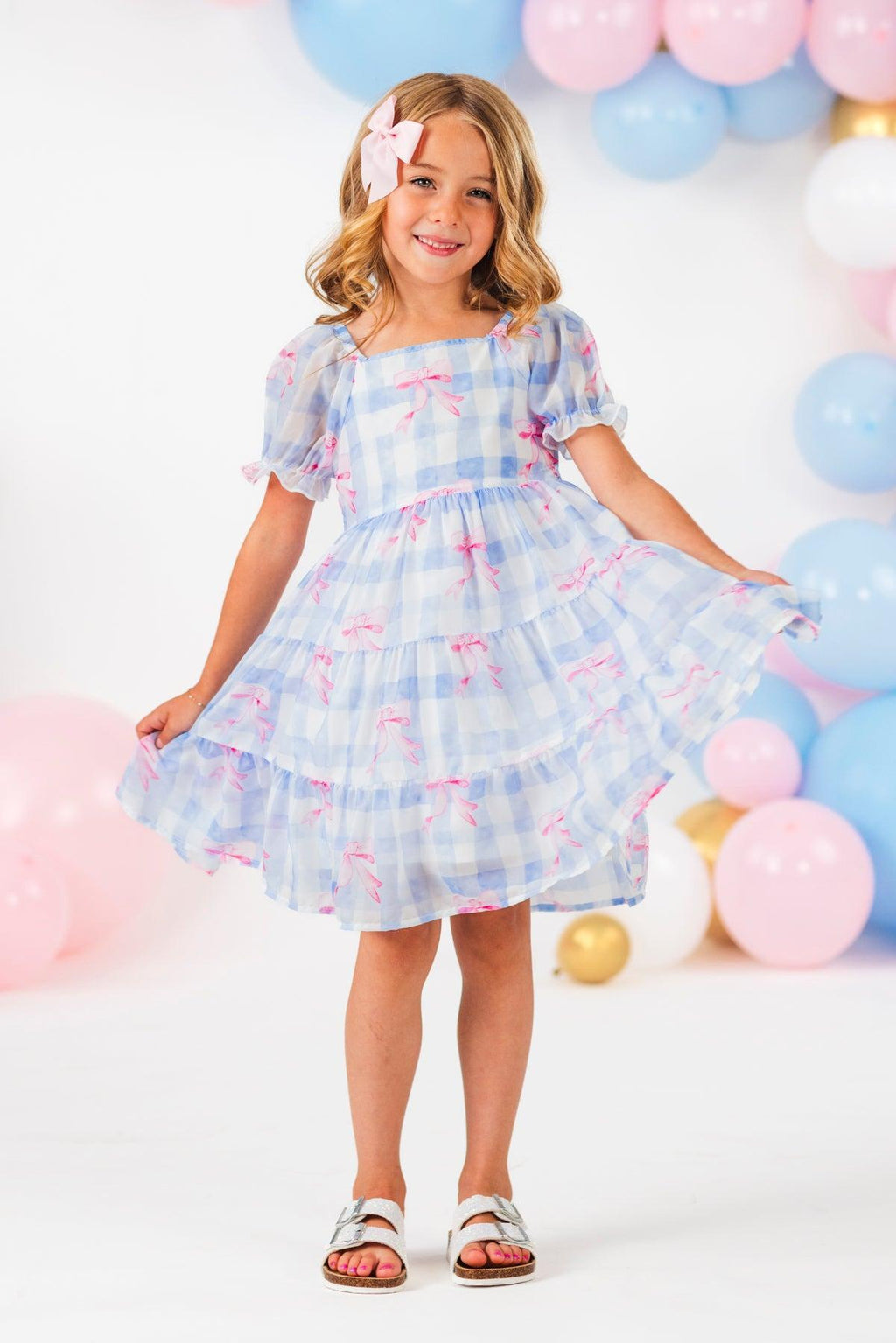 Mom & Me - Blue Gingham Bow Dress | Sparkle in Pink