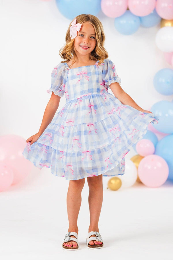 Mom & Me - Blue Gingham Bow Dress | Sparkle in Pink