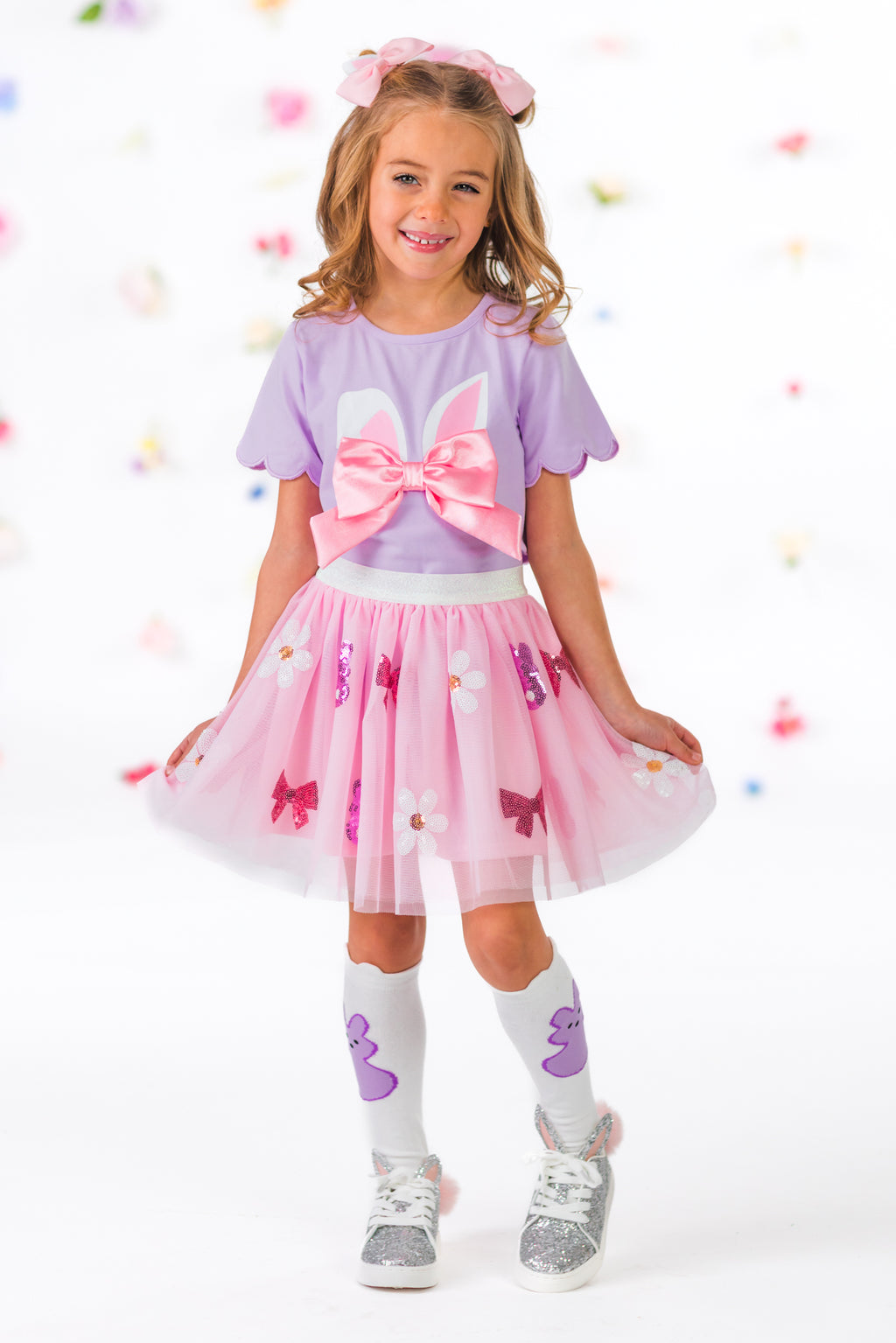 Lavender & Pink Bunny Skirt Set | Sparkle in Pink