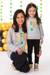 Mom & Me - "Lucky Charm" Gray Chenille Patch Top