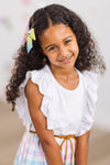 White Pastel Rainbow Plaid Dress | Sparkle in Pink
