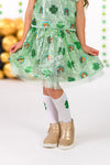 Rainbow & Shamrock Sequin Skirt Set | Sparkle in Pink
