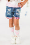 Bubblegum Bunny Distressed Denim Short Set | Sparkle in Pink