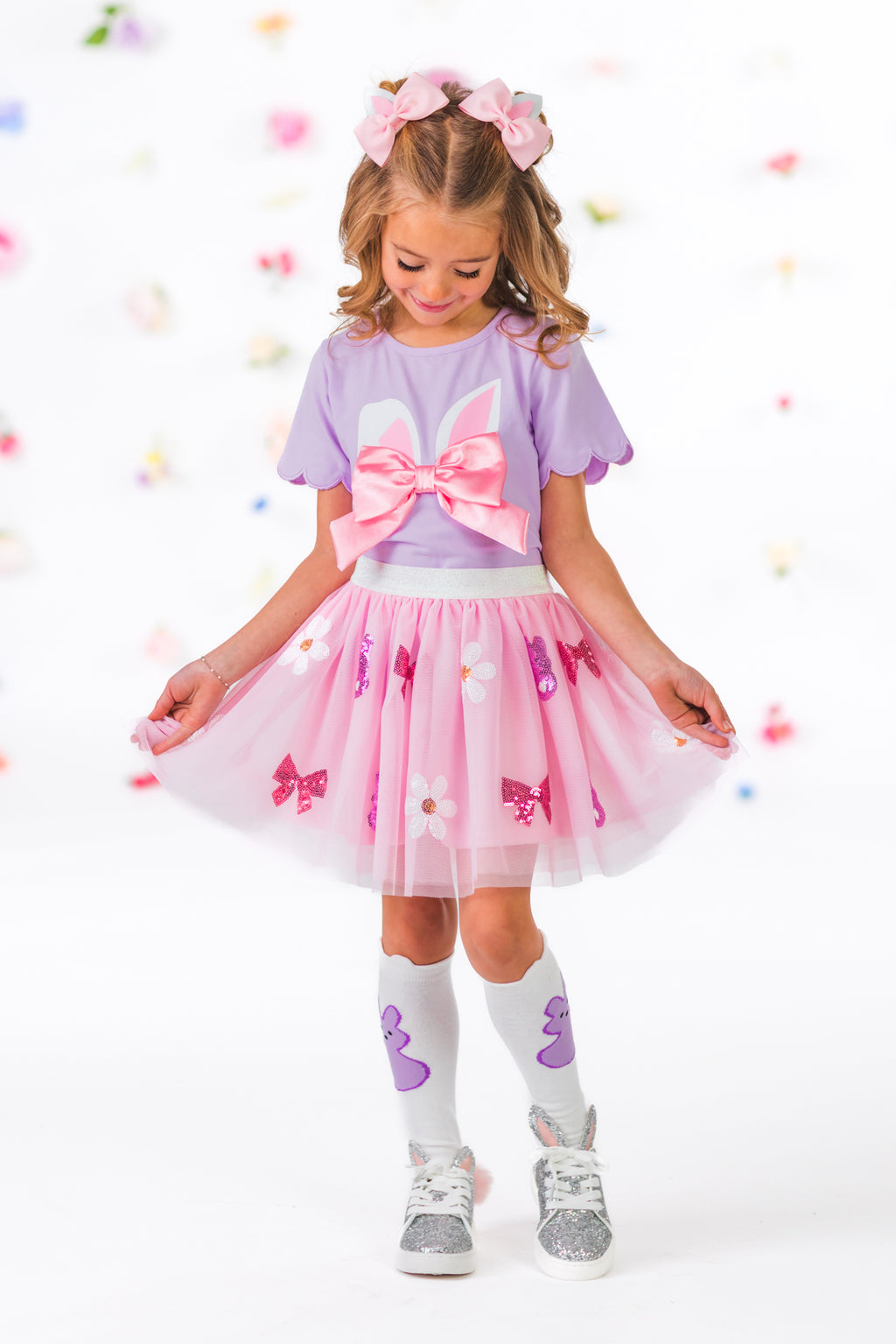 Lavender & Pink Bunny Skirt Set | Sparkle in Pink