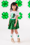 Green Sequin Shamrock Skirt Set | Sparkle in Pink
