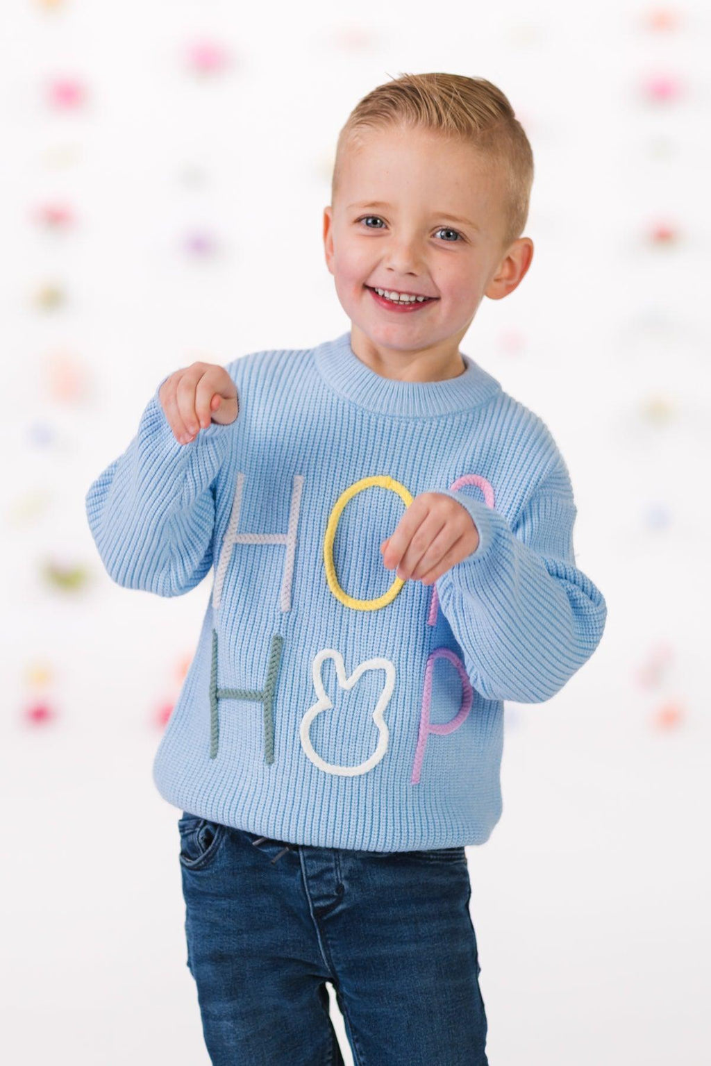 "Hop Hop" Pastel Knit Sweater - Boy or Girl | Sparkle in Pink