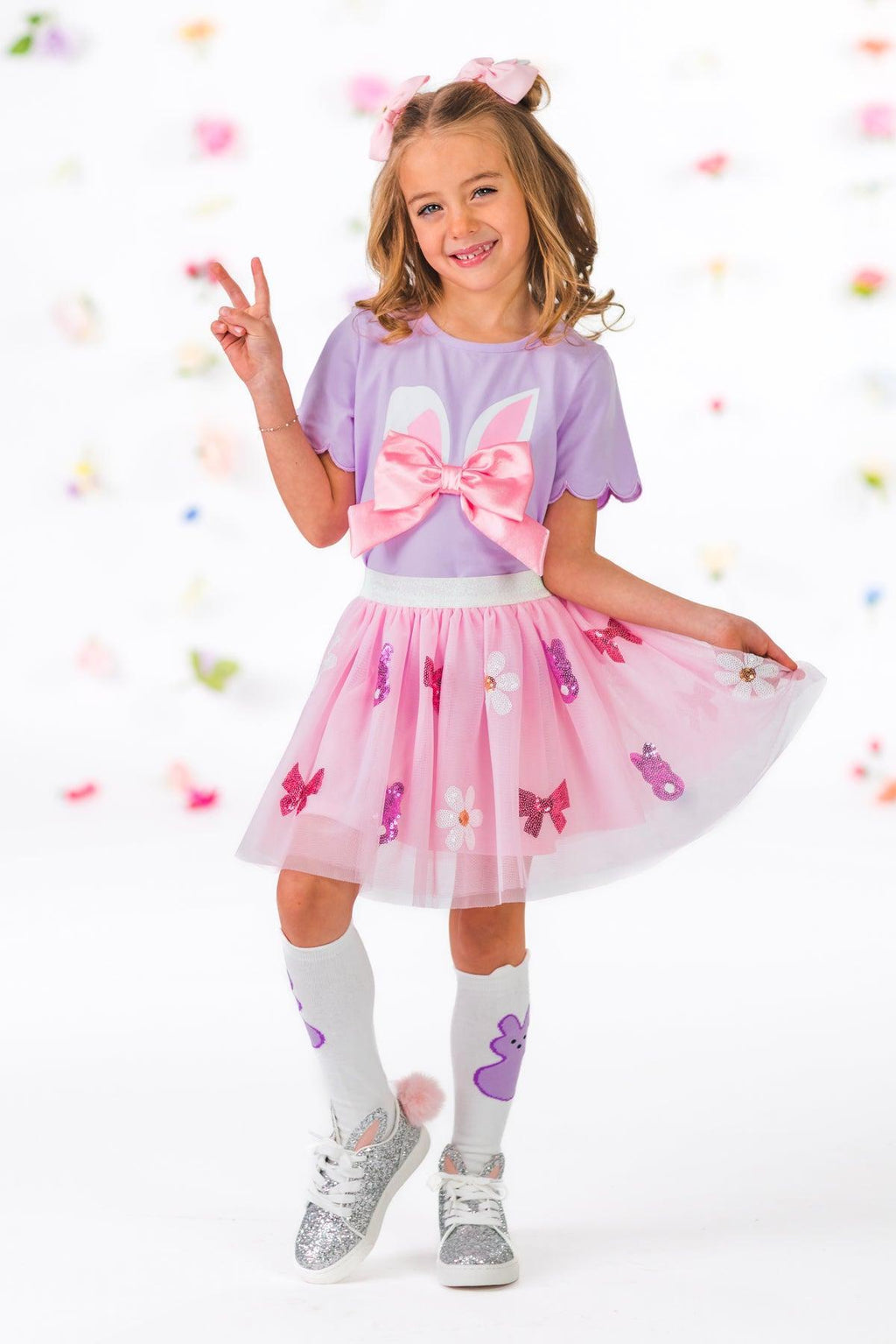 Lavender & Pink Bunny Skirt Set | Sparkle in Pink