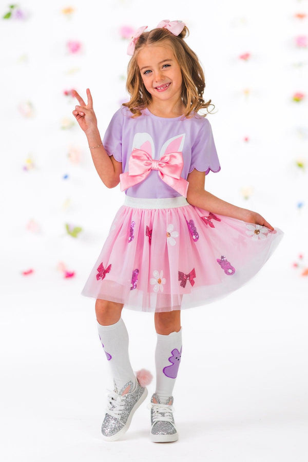 Lavender & Pink Bunny Skirt Set | Sparkle in Pink