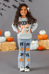 "Spooky" Bow Flare Denim Pant Set | Sparkle in Pink