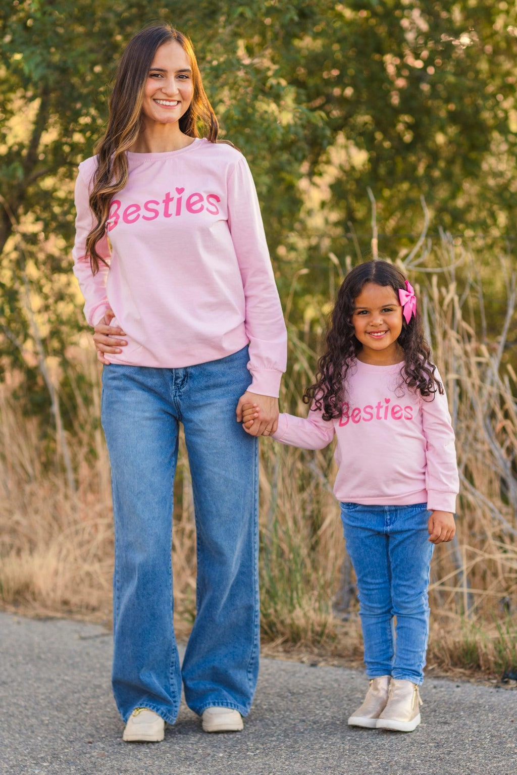 Mom & Me - "Besties" Pink Long Sleeve Top | Sparkle in Pink