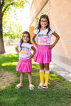 "Little Miss Pre-K - 5th Grade" Pink Skirt Set | Sparkle in Pink