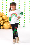 "Lucky" White Rainbow Legging Set | Sparkle in Pink