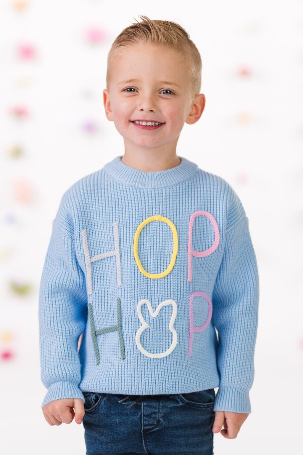"Hop Hop" Pastel Knit Sweater - Boy or Girl | Sparkle in Pink