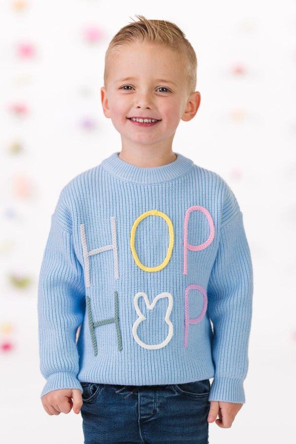 "Hop Hop" Pastel Knit Sweater - Boy or Girl | Sparkle in Pink