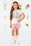 "He Is Risen" White & Pink Short Set | Sparkle in Pink