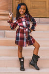 Burgundy & Navy Plaid Flannel Dress | Sparkle in Pink