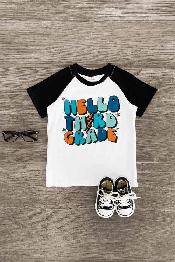 "Hello Preschool - Fifth Grade" Black & White Top - Sparkle in Pink